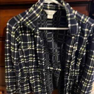 Christopher & Banks Y2K 90s Casual button down Shacket in Navy and Lime S